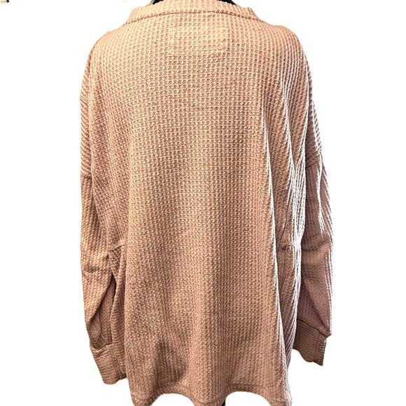 Sweatshirt Project: Pink Waffle Knit Top- Women’s XL – Casual Pullover - Picture 3 of 7